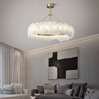 Lustre en marbre de style moderne et luxueux, luminaire créatif, suspensions uniques en albâtre, LED à intensité variable et orientables