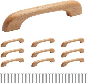 Poignées de meuble en bois naturel, poignées en bois massif pour armoires et tiroirs de cuisine - Longueur 5 pouces, espacement des trous 3-3/4 pouces - Product Image 6