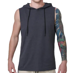 Custom New 2024 Black 100% Polyester Workout Men Sleeveless T Shirt Oversized Cut Off Fitness Gym Athletic Casual Tank Top