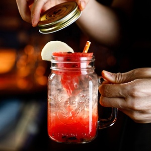 Venta al por mayor Mini <span class=keywords><strong>Mason</strong></span> Jars Vaso de chupito 16oz Tornillo Vasos de chupito jugo Tequila Vodka Copas de vino con asa de tapa - Product Image 6