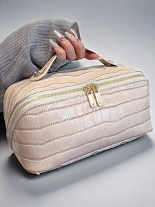 Bolsa de Maquillaje Personalizada con Logotipo para Mujer, Organizador de Cosméticos con Patrón de Piel de Cocodrilo Sintética, Bolsa de Aseo de Gran Capacidad para Viajes - Product Image 2