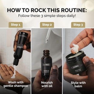 Nhãn Hiệu Riêng Nhà Máy Râu Dầu Râu Tăng Trưởng Chăm Sóc Kit 3 Trong 1 Bộ Mens Râu Chải Chuốt Kit - Product Image 5