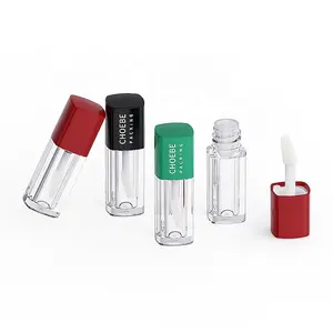小黑色红色透明唇彩瓶容器透明圆形唇彩绿色1.2毫升唇彩管带刷
