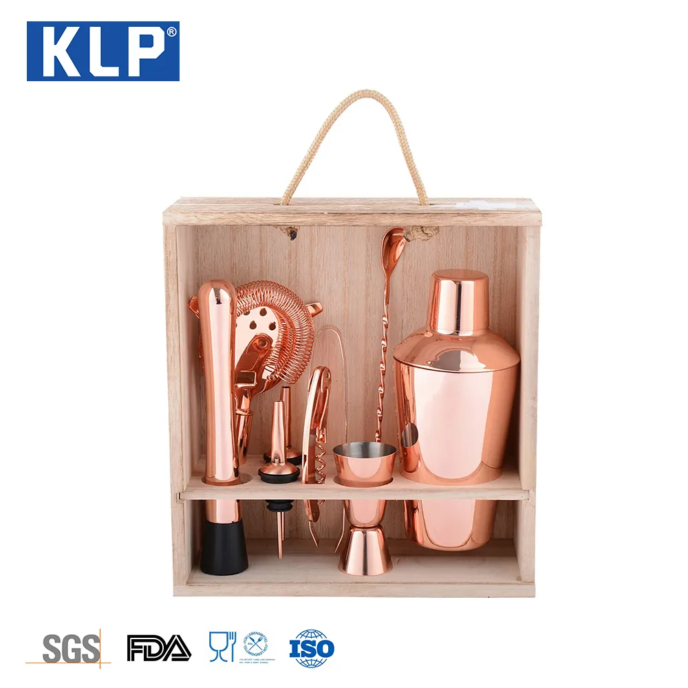 KLP Edelstahl Bar Zubehör Set Barkeeper Kit Cocktail Shaker Set mit Regal