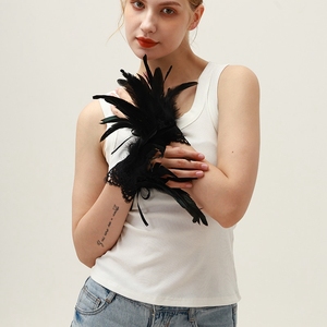 Kadınlar yetişkinler için ayarlanabilir tüylü bilek manşetleri cadılar bayramı kostüm sahne için gotik parti aksesuarı - Product Image 5