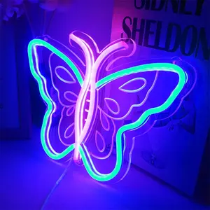 Custom Led Neon Sign Butterfly Led Light Up Sign Store Business Logo Design Bright Neon Sign Light For Wall Decoration
