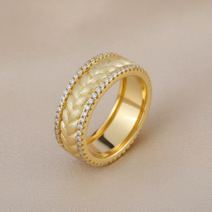 Bague en argent sterling S925 brossé avec moissanite 8,7 mm, plaqué or rhodié 14 carats, bijoux fins vintage pour femme, idéale pour les fêtes, le quotidien ou comme cadeau - Product Image 4