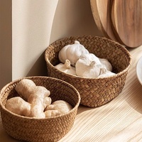 Panier de rangement pliable multifonction moderne en jonc de mer naturel pour cuisine, entrée, table – Livres, télécommandes