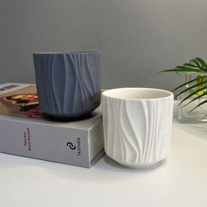 Pot en céramique texturé mat, récipient cylindrique pour bougie, décoration d'intérieur, porte-bougie, récipient en céramique vide - Product Image 5