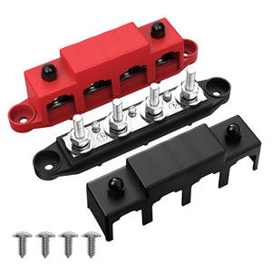 Bloque de Distribución de Energía Universal Compacto de 12V 250A con 4 Terminales M8 para Autobuses, Vehículos Recreativos, Barcos y Vehículos Utilitarios - Product Image 1