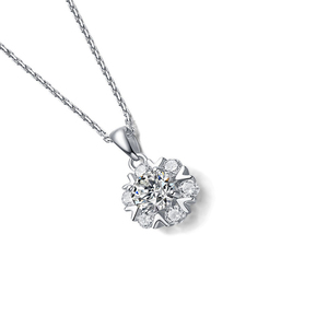 Moissanite Collane con ciondolo di diamanti da donna 2.0 CT 925 in argento Sterling collana con fiocco di neve D colore VVS1 con taglio rotondo gioielli - Product Image 2