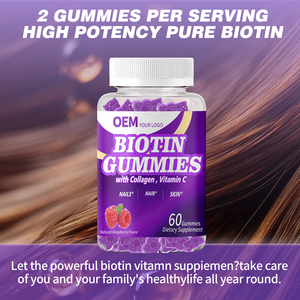 Gummies à la biotine en marque privée OEM, force maximale pour la croissance des cheveux, biotine 10000mcg, gummies véganes pour les cheveux, la peau et les ongles, 3 en 1 - Product Image 4