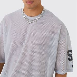Ropa de fabricante, camiseta, ropa para hombre, camiseta de media manga de malla gráfica de gran tamaño - Product Image 2