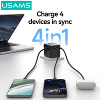 USAMS CC309 Wontravel Pengisi Daya Dinding Internasional Dual Type C Adaptor Perjalanan Multifungsi Pengisi Daya All in One Adaptor Perjalanan