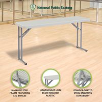 Table d'événement rectangulaire pliable en plastique de 183 cm, structure haute résistance pour la restauration et les grandes manifestations