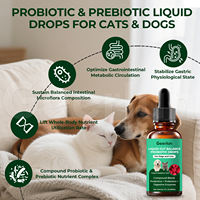 Gouttes liquides probiotiques OEM pour le système digestif et immunitaire avec prébiotiques 60ml, suppléments d'enzymes digestives pour chiens, pour la santé des animaux de compagnie, logo personnalisé
