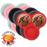 Moule de cuisson en silicone à 3 cavités pour friteuse à air, antiadhésif, pour omelettes, beignets et gâteaux, résistant à la chaleur, réutilisable, pour four