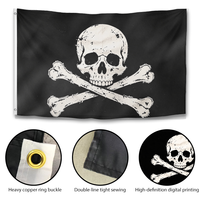 Drapeau pirate Jolly Roger, crâne et os croisés, noir, bannière en polyester double face pour fête sur bateau, bar, décoration intérieure et extérieure