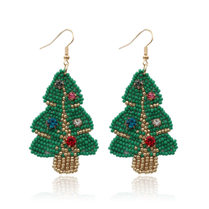 Boucles d'oreilles de Noël en perles de rocaille assorties à la mode - Product Image 1