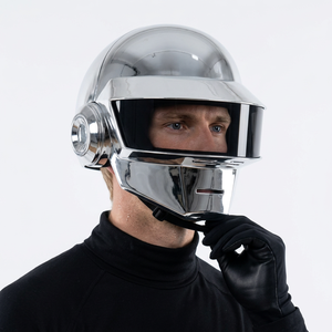 Casque de personnage de film et de télévision 3D complet plaqué argent, armure moderne, objet de collection, artisanat en acier inoxydable poli - Product Image 1