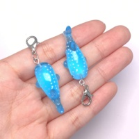 Llaveros Colgantes 3D Miniatura de Ballena Azul y Tiburón, Animales Marinos para Accesorios de Joyería