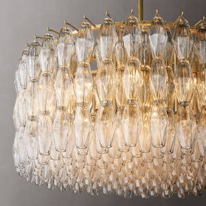 36" Clear Glass Round Chandelier American Style Home Decor Dining Room Modern Metal Handmade Glass Hanging Pendant Lamp - Product Image 3