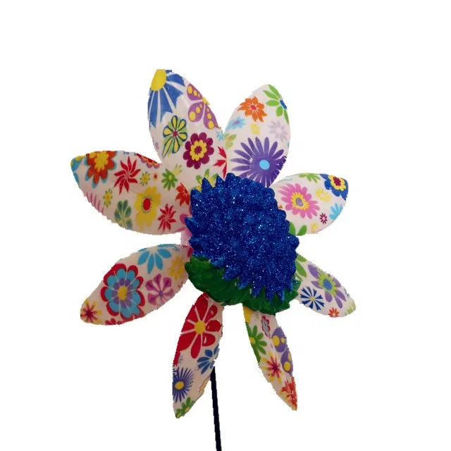 Osgoodway Offre Spéciale ornement de jardin en plastique fleur modèle multicolore Rose moulin à vent décor jouet pieu de jardin pour la décoration de jardin