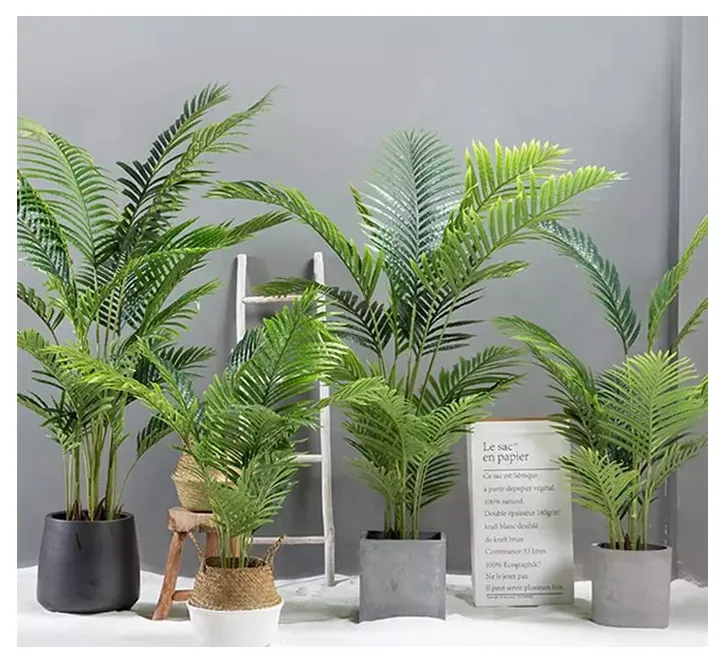 Wholesale decorative natrual touch plastic areca& phoenix palm tree greenery artificial plant in pot