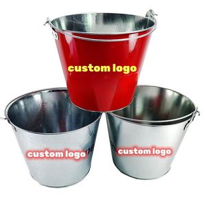 Custom OEM ODM logo Brand 5L 6 Bottles Beer Food Grade Zinc Iron Metal Beverage Tubs Galvanized <b>Tin</b> Round Ice <b>Bucket</b> for Ktv bar - Product Image 1