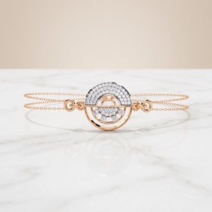 Bracelet géométrique Art Déco pour femme – Médaille en forme de demi-lune avec diamant de laboratoire VVS DEF CVD en or massif 9K 10K 14K 18K - Product Image 1
