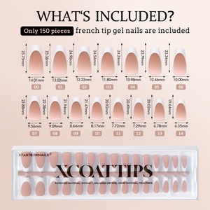 XCOATTIPS Faux Ongles Réutilisables en Gros, Forme Cercueil Ballerine Moyenne, Couverture Complète, French Manucure, Gel Souple, Ongles à Presser X Coat Tip - Product Image 6