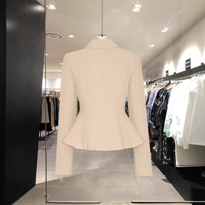 <span class=keywords><strong>Blazer</strong></span> <span class=keywords><strong>Corto</strong></span> da <span class=keywords><strong>Donna</strong></span> alla Moda con Orlo Irregolare, Stile OL, Slim Fit, Doppiopetto, per Abbigliamento da Lavoro - Product Image 3