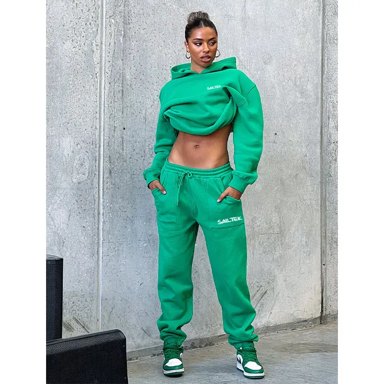 Fall Clothing For Women Jogging Suit Solid Color 2 Piece Crop Outfit Unisex Long Sleeve Two Piece Pants Casual Outfits Set