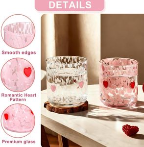 Bicchieri in Vetro a Forma di Cuore per Succo/Cocktail 14 oz Senza Stelo Regalo Romantico per <span class=keywords><strong>San</strong></span> <span class=keywords><strong>Valentino</strong></span> e Anniversario - Product Image 3