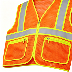Orange Mesh Adjustable Cart Attendant Safety Vest One Size Fit All Worker Reflective Clothing - Product Image 4