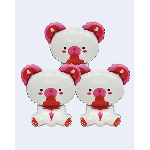 Teddy Bear e rose palloncini in alluminio 33.5x48cm Bouquet per feste per la laurea con stampa a forma di cuore - Product Image 1