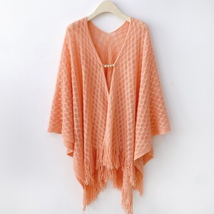 Chales <span class=keywords><strong>de</strong></span> punto <span class=keywords><strong>de</strong></span> verano con diseño calado, capa con flecos, poncho para mujer, color liso, transpirable, bufanda para cubrir el cheongsam - Product Image 5