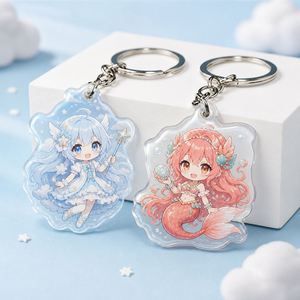 Porte-clés personnalisé en acrylique découpé au laser double face, motif anime mignon, porte-clés en plastique pailleté dessin animé, breloque en acrylique époxy - Product Image 2