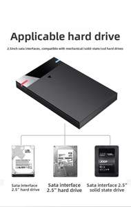 علبة قرص صلب محمولة 2.5 بوصة بمنفذ ساتا مع إضاءة، جهاز تخزين صغير بواجهة ساتا، علبة قرص صلب من البلاستيك ABS بدون أدوات تدعم UASP SSD - Product Image 5