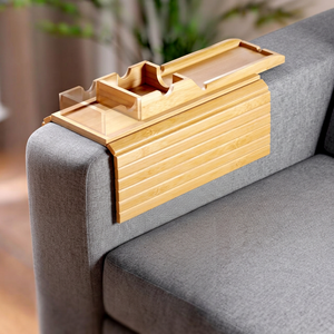 Modern Bamboo Sofa Arm Tray <b>Table</b> with Anti-Slip Design Waterproof Non-<b>Folding</b> Storage Holder for Couch Use - Product Image 1