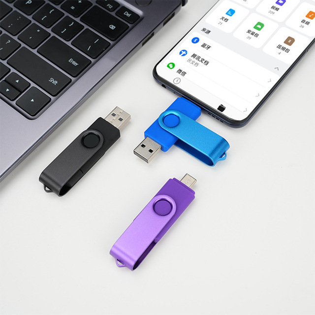 Fast Read/Write Type-C USB Flash Drive U Disk USB Flash Disk 2GB 16GB 64GB 128GB Full Capacity Memory Card with Swivel Design