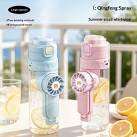 XHLSUB 690ml Gourde en plastique portable avec ventilateur pulvérisateur USB, multifonction intelligente, double gourde, bouteille d'eau sport