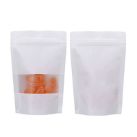Sac en Papier Kraft Blanc Personnalisé de Qualité Alimentaire avec Fenêtre, Pochette Doypack Dépolie Refermable avec Fermeture Éclair