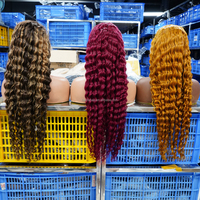 Perruque de Cheveux Humains Indiens Naturels Lace Frontale Longueur 30-40 Pouces HD Lace Frontal Wig Ondulée Profonde Sans Colle avec Cheveux de Bébé
