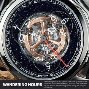 Montre personnalisée OEM ODM avec logo, cadran rotatif, heure errante, mouvement automatique 8215, montre-bracelet mécanique spéciale, usine de montres - Product Image 4