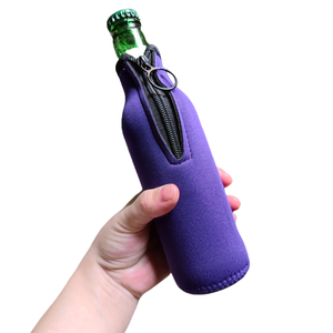 Hot Sell 330ml Neoprene Insulated Wine Cooling <b>Bag</b> Single Beer Bottle Zipper Sleeve Packing with Custom Printing - Product Image 1