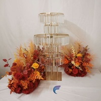 Décoration de mariage, centre de table, support à fleurs en métal argenté et doré, cristal acrylique, centre de table pour fête de mariage