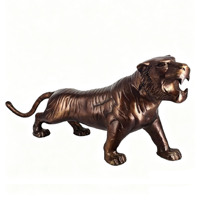 Grande statue de tigre rugissant en aluminium, finition bronze antique, sculptures de tigre en métal, décoration de table, bureau, maison, artisanat, cadeau