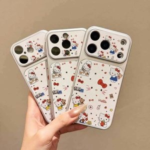 เคสโทรศัพท์มือถือลายการ์ตูนคิตตี้แบบหมุนได้ วัสดุ PU สำหรับ iPhone 17 16 15 Pro Max น่ารัก พร้อมขาตั้งพิมพ์ลาย - Product Image 2