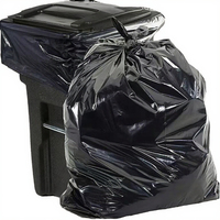 Revêtement de poubelle en plastique PE HDPE noir recyclé robuste grands sacs poubelle portables sacs à ordures plats pour usage domestique